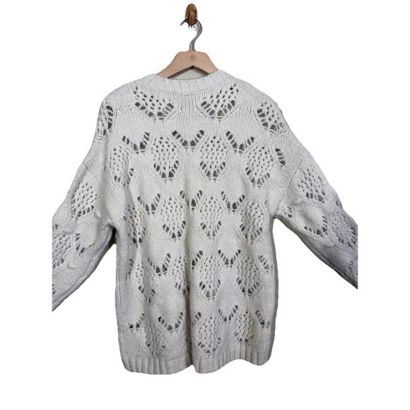 American Eagle Cream Chunky Open Knit Sweater XS Pullover Soft Cozy Wool Blend - Picture 12 of 12